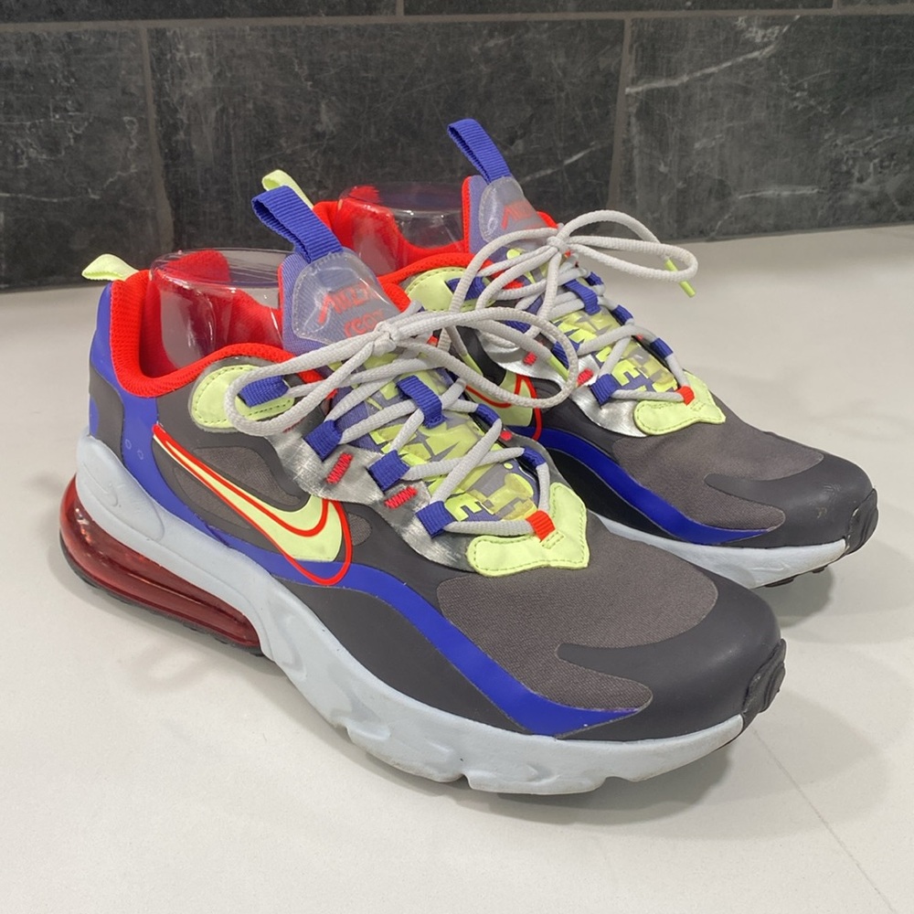 Nike Air Max React 270 GS CT1630-001 Thunder‎ Grey / Barely Volt Youth Size 6.5